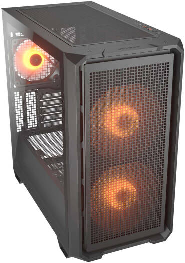 Cougar MX600 RGB ATX Mini Tower Case, 3x Pre-Installed ARGB Fans, Up to 360mm Radiator Support, 10x Max Number of Fans, PWM & RGB Hub Sync with M/B, 2x 3.5" Bay, Black | 385GC90.0001 - Image 3