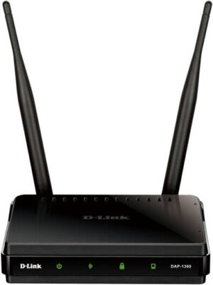 D-Link Wireless N Range Extender, 2x 2 dBi Gain Detachable Omni-Directional Antennas, 2.4GHz Frequency, Up to 300 Mbps Signal Rate, 1x Fast Ethernet LAN, 50 Pieces, Black | DAP-1360