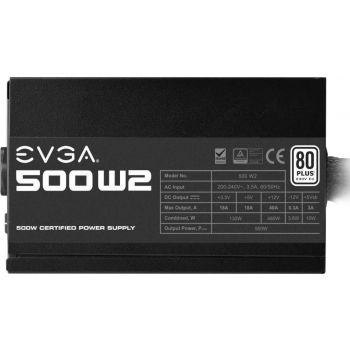 Evga 500 W2 Power Supply, 80+ White 500W, Ultra-Quiet 120mm Fan, 85% Efficiency, 1x 24pin (20+4) ATX | 100-W2-0500-K3 (UK) - Image 3