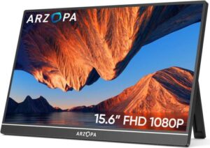 ARZOPA A1 Type-C Portable Monitor, 16" IPS Display, FHD Resolution, 60Hz Refresh Rate, 262K Color Display, 6800K Color Temperature, Built-in Speakers, Type-C Full Function, Black | A1