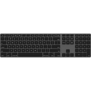 Matias FK418BTLB Backlit Bluetooth Wireless Aluminum Keyboard with Numeric Keypad and 4-Device Sync - Compatible with Mac, Windows PC and Android Devices - Space Gray | PCI010368