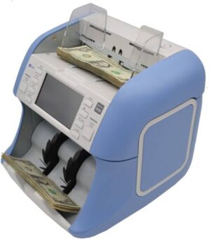Kisan Newton Mini Dual CIS Currency Counter, 500 Hopper Capacity, 200 Stacker Capacity, 4.3″ Touch Display, Serial Port, LAN, USB Interfaces, 1500 Notes Per Minute, Blue | Newton Mini