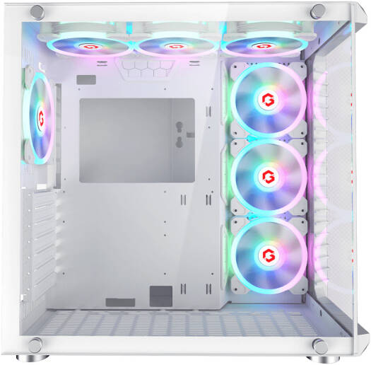 GAMEON Emperor Arctic III Series Mid Tower Gaming Case, 7x Pre-Installed aRGB 120mm Fans, Up to 360mm Radiator & 10x Fan Support, 0.8mm Tempered Glass + SPCC Materials, White | GO-EMPERORIII-A - Image 2