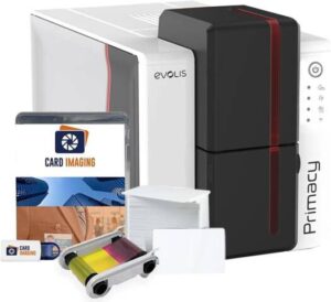 Evolis Primacy 2 Single Sided ID Card Printer & Supplies Bundle Badge Machine (PM2-0001-A)