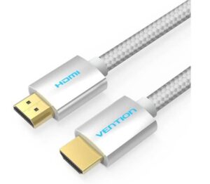 Vention Cotton Braided HDMI Cable, 18 Gbps Bandwidth Support, 10M Length, Silvery Metal Type | AABIL