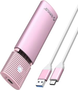 ORICO Aluminum M.2 SATA SSD Enclosure, Tool-Free 5Gbps USB-C Adapter, USB 3.2 M.2 SATA Reader, For 4TB 2230/2242 /2260/2280 SATA-Based B-Key/B+M-Key SSDs, Pink | PWM2-PK-EP