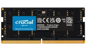 Crucial 32GB DDR5-4800 SODIMM Laptop Memory, CL40 Cas Latency, 40-39-39 Extended Timings, 1.1 Voltage, 262 Pin, Unbuffered Non ECC | CT32G48C40S5