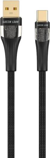 Green Lion Transparent Cable USB-A to USB-C,Chatger & Sync,Secure & Safe,480Mbps Transfer Speed,Wide Compatibility,60W Charging,10000 bends,1M Cable - Black