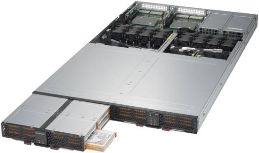 SuperStorage SSG-136R-N32JBF, 1U Rackmount Form Factor, 32x2.5" Drive Slots, 32 Hot Swap 2.5" NVMe SSDs 32 TB INTEL, 4 PCI-E 3.0 x16 Mini-SAS HD Ports, 8x40mm Cooling Fans | SSG-136R-N32JBF
