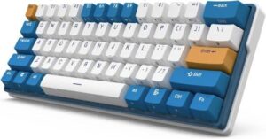 RK Royal Kludge RK61 Plus Wireless Mechanical Keyboard, Bluetooth/2.4G/Wired RGB Gaming Keyboard, 60 Hot Swappable Computer PC Keyboards with USB Hub, Silence Linear SkyCyan Switches Klein Blue