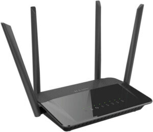 D-Link AC1200 Wi-Fi Router, Dual-Band Connectivity, Up to 867Mbps (5GHz) & 300Mbps (2.4GHz) Signal Rate, Fast Ethernet (10/100) Ports, 4x High-Gain Antennas, Black | DIR-822
