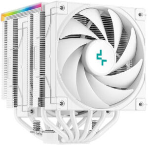DeepCool AK620 DIGITAL CPU Air Cooler, Dual-Tower Heatsink Design, 120mm Fan, 1850 RPM Speed & 68.99 CFM Airflow, 6 Copper Heatpipes, Digital Status Screen, ARGB LED Strips, White | R-AK620-WHADMN-G