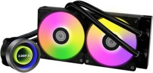 Lian Li Galahad II Trinity 240 Liquid CPU Cooler, 240mm Radiator, 2x 120mm Fans, 3200RPM Pump Speed, 79.9CFM Fan Airflow, 2450RPM Fan Speed, Fluid Dynamic Bearing, Black | G89.GA2T24B.00