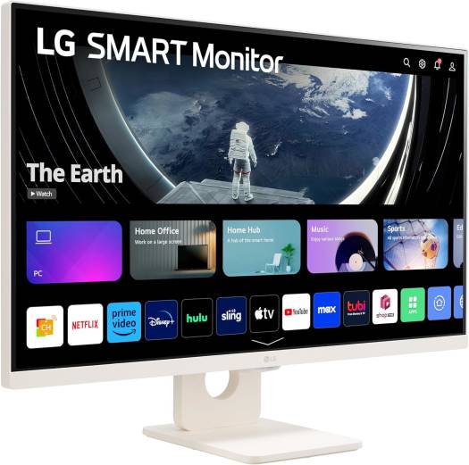 LG 27SR50F 27" Smart FHD IPS Monitor with webOS 23, HDR10, Screen Share, Wi-Fi / Bluetooth, 5Wx2 Stereo Speaker, Tilt Stand, Apple AirPlay 2 & HomeKit Compatibility, HDMI/USB Type-A, White | 27SR50F-W - Image 2