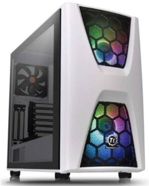 Thermaltake Commander C34 Snow Motherboard, Sync ARGB, ATX Mid Tower, 2 200mm ARGB 5V Motherboard Sync RGB Front Fans + 1 120mm Rear Black Fan Pre-Installed | CA-1N5-00M6WN-00