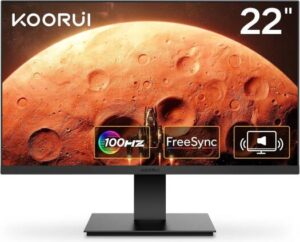 KOORUI S01 Gaming Monitor, 22" VA Display, FHD Resolution, 100Hz Refresh Rate, 4ms (OD) Response Time, Free-Sync & G-Sync Compatible, 16.7m Color Display, Black | S01