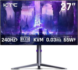 KTC G27P6 Gaming Monitor, 27" OLED QHD Display, 240Hz Refresh Rate, 0.03ms (Typical) Response Time, AMD FreeSync & G-Sync Compatible, 1.07b Color Support, Silver | G27P6