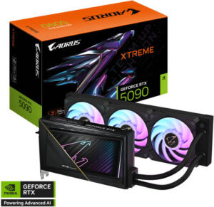 GIGABYTE AORUS GeForce RTX 5090 XTREME WATERFORCE Graphics Card, 32GB GDDR7 512-Bit Memory, 2655 MHz Core Clock, 28 Gbps Memory Speed, 21760 CUDA Cores, PCI-Express 5.0 | GV-N5090AORUSX W-32GD