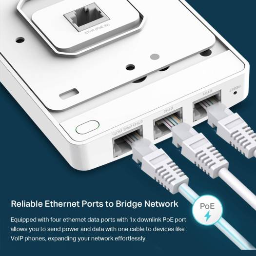 TP-Link AC1200 Wall-Plate Dual-Band Wi-Fi Access Point, 100Mbps Ethernet Backhaul, 2.4GHz and 5GHz Frequency, White | EAP225-Wall - Image 5