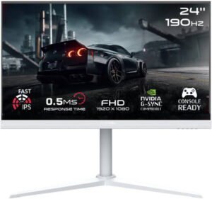 GAMEON Arctic Pro Gaming Monitor, 24" Fast IPS Display, FHD Resolution, Up to 190Hz Refresh Rate, 0.5ms Response Time, NVIDIA G-Sync & AMD FreeSync Technology, White | GOA24FHD190IPS