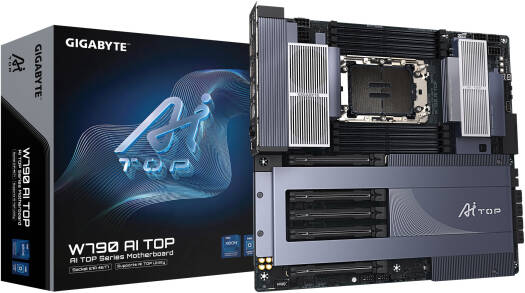 GIGABYTE W790 AI TOP LGA 4677 E-ATX Motherboard, Intel W790 Chipset, 8x DDR5 DIMM Slots, Up to 2TB Max Memory, 5x PCI Express x16 Slots, 6x M.2 Slots, WiFi & Bluetooth Connecitivty | W790-AI-TOP