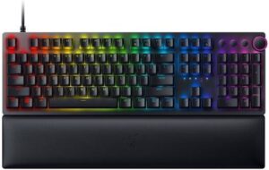 Razer Huntsman V2 Optical Gaming Mechanical Keyboard, Linear Red Switch, RGB Customize Backlighting, Doubleshot PBT, Wired Connectivity, Braided Fiber Cable, US Layout, Black | RZ03-03930100-R3M1