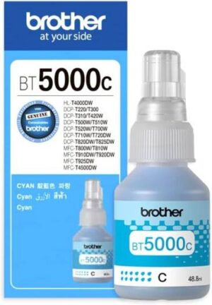 Brother Genuine BT5000C Ultra High Yield Cyan Ink Bottle For Ink Tank Printers, 48.8 ml-Pack of 5pcs