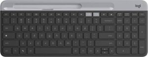 Logitech K580 Slim Multi Device Wireless Keyboard, 10 Meter Wireless Operation, Bluetooth / 2.4GHz USB Receiver, Easy Switch, 24 Month Battery, English-Arabic Layout, Black | 920-010073