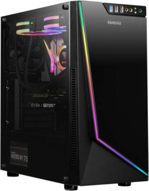Gamdias ARGUS M1 Mid Tower Case, Material SPCC & ABS, 1 Built-in 120mm Fans, Radiators up to 240mm, Rainbow RGB Lighting, Black | GD-ARGUS-M1