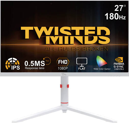 Twisted Minds Frost Series Gaming Monitor, 27" Fast IPS Display, FHD Resolution, 180Hz Refresh Rate, 0.5ms Response Time, HDMI, DP, Audio Out, 16.7M Pixels, White | TMA27FHD180IPS - Image 2