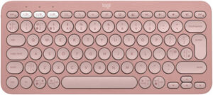 Logitech Pebble Keys 2 K380s Keyboard, Bluetooth 5.1 Connectivity, Up to 3 Multi-Device Pairing, Customizable Fn Shortcut Keys, 2x AAA Battery, English Layout, On / Off Button, Rose | 920-011853