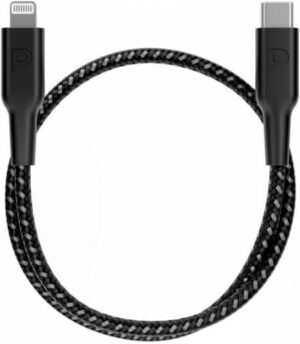 Powerology MFI Braided Type-C to Compatible With Lightning Cable 30CM - Data & Fast Charge - Braided Material - 30000+ Bends - 60W PD - Black | PCAB006BK