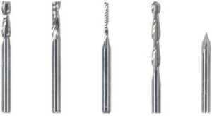 Snapmaker CNC Bits (5 BITS), UF20 Tungsten Steel Alloy, Includes Flat End Mill (Single Flute, 1.5mm) / (Double Flute, 3.175) / (Singe Flute), Ball End Mill, Carving V-Bit | 2200421090100276