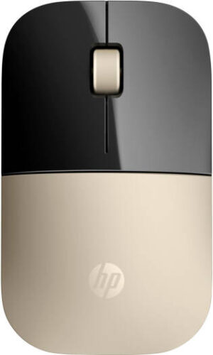 HP Z3700 Wireless Mouse, 1200 Optical Sensor, 3 Buttons, 2.4GHz USB Dongle Connectivity, Blue LED Technology, Sleek Design, Wide Compatibility, Gold | X7Q43AA