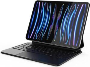 Blupebble Magic Folio Detachable Magnetic Keyboard, Large Precision Trackpad, ENG/ARAB Backlit Keyboard, For iPad Pro 4th Gen 11"/iPad Air 5th Gen 10.9", Black | BP-FOLIO-MT11LN-AR-EN-BK