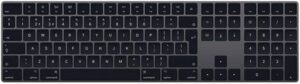 Apple Magic Keyboard With Numeric Keypad, Bluetooth Wireless Connectivity, Low-Profile Compact Design, Built-in Rechargeable Battery, Compatible with Mac, US English - Space Gray | MRMH2