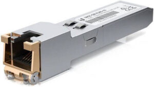 Ubiquiti SFP to RJ45 Adapter, 1 Gbps Throughput, 10/100/1000 MbE, Supports Connections Up to 100m, Silver | UACC-CM-RJ45-1G