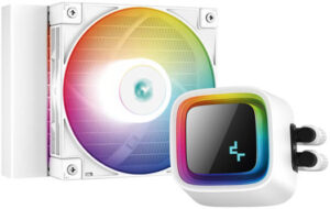 DeepCool LS320 WH ARGB 120mm Liquid CPU Cooler, 3100 RPM Pump Speed, 19 dBA Noise, 4 pin PWM Fan Connector, Fluid Dynamic Bearing, 12 VDC Rated Voltage, 85.85 CFM Airflow, White | R-LS320-WHAMMT-G-1