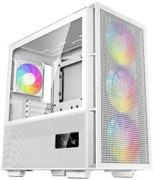 Deepcool CH560 Digital ATX Mid Tower Computer Case, ABS+SPCC+Tempered Glass Materials, Real-Time Dual-Status Digital Display, Hybrid Airflow Glass Side Panel, White | R-CH560-WHAPE4D-G-1