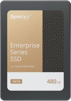 Synology Enterprise Series SATA III 2.5" Internal SSD, 480GB Capacity, Up to 500 MB/s Sequential Write & 530 MB/s Sequential Read Speed, Power Loss Protection, 1,097 TBW, Black | SAT5210-480G