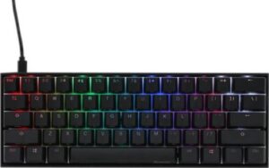 Ducky Mecha Mini Aluminum Cherry Red RGB Switch-AR, PBT, Seamless Double Shot, Black Keycaps, Aluminum Casing, Zinc Alloy Keyboard Stand, Nano Coating, RGB English-Arabic | DKME2061ST-RARALAAT1