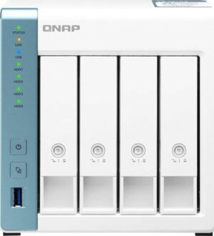 QNAP 4-Bay NAS, Annapurna Labs AL314 Quad core 1.7GHz, 4GB DDR3L SODIMM RAM (Max 8GB), SATA 6Gb/s, 1 x 2.5GbE + 1 x GbE LAN, 3 x USB 3.2 Gen1 Ports, HDD Hot-swappable With Lockable | TS-431P3-4G