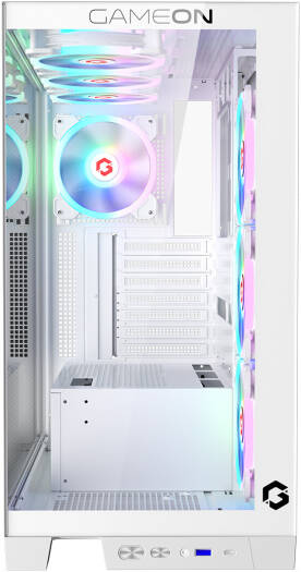 GAMEON Emperor Arctic IV Series Mid Tower Gaming Case, 7x Pre-Installed 120mm aRGB Fan, Up to 360mm Radiator & 10x Fan Support, 0.8mm Tempered Glass + SPCC Materials, White | GO-EMPERORIV-A - Image 3