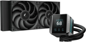 DeepCool Mystique 240 Liquid CPU Cooler, 2.8" TFT LCD Screen, 240mm Radiator, 120mm Fan Size, 2150 RPM Fan Speed, 72.45 CFM Fan Airflow, 3400 RPM Pump Speed, FDB Fan, Black | R-LX550-BKDSNC-G-1