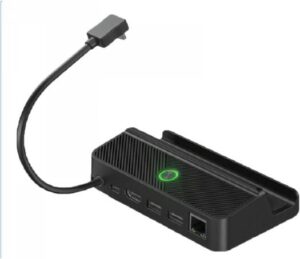 Porodo Gaming Steam Deck Multi-Port HUB High-Speed WLAN, 4K HDMI Output, Smart Design Docking Station with LED Light Strip - Black