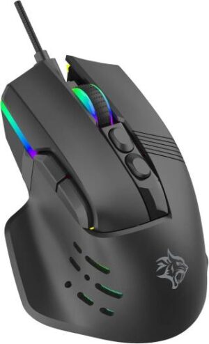 Porodo Gaming 9D Wired Mouse with Adjustable 12800 DPI, 13 RGB Lighting Modes, 10 Million Click Lifespan, and 9 Programmable Keys for Ultimate Precision and Customization - Black
