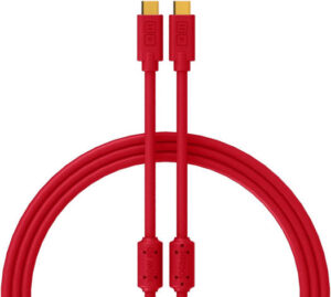 DJ TechTools Chroma Cables Audio Optimized USB-C to USB-C Cable, 10Gbps Data Rate with Up to 100W Power Delivery, Dual Slimline Ferrites & Braided Shielding, 1 Meter, Red | 850007367466