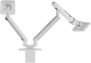 Workspace Gaming Dual Arm Monitor Mount White, Cable Management, 180/360 Flexible Joint, 21" Extension, VESA 75mm/100mm, 18"-28" Monitor Compatibility, 9.1kg Weight Capacity, Starwars Light Inspired