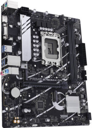 ASUS PRIME B760M-K D4 LGA 1700 Micro-ATX Motherboard, 2xDDR4 DIMM, Max 64GB Memory, PCIe 4.0 x16, Realtek 2.5Gb Ethernet, HDMI, VGA, USB 3.2 Gen 1, Aura Sync | 90MB1DS0-M1EAY0