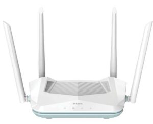 D-Link Eagle Pro AI AX1500 Smart Router, AI Based Mesh, Wi-Fi 6, Traffic Optimisers, Up to 1201Mbps (5GHz) / 300Mbps (2.4GHz) Speeds, WPA3 Wireless Security, MU MIMO, White | R15